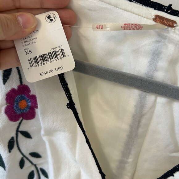 Free People Floral Embroidered Tie Waist Bo Dress - Picture 10 of 12